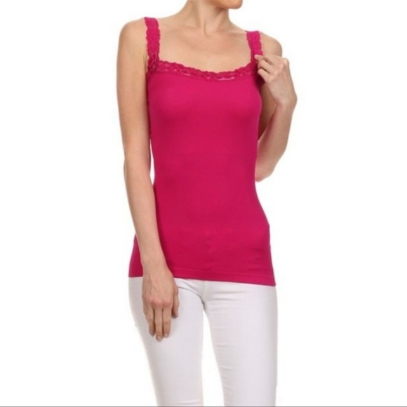 Yelete Tops - Lace Detail Trim Cami Top